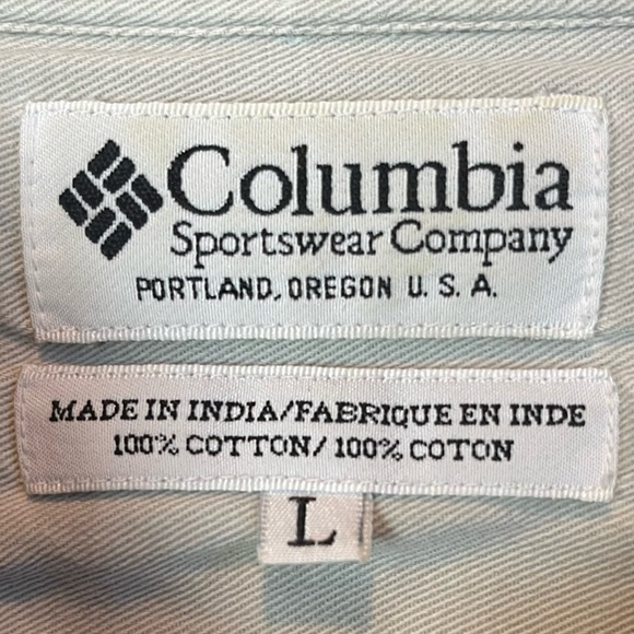 COLUMBIA Mens Y2K 90s Soft Flannel Button Up Shirt Brown Tan Large - Picture 5 of 14